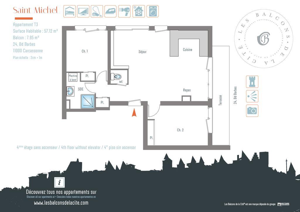 Appartement Le Saint Michel - Les Balcons De La Cite Каркасон Екстериор снимка